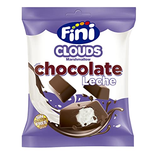 Fini Clouds Bocaditos de Chocolate con Leche | Espumas dulces con Cobertura de Chocolate | Chuches y Golosinas Sin Gluten - 80 gr