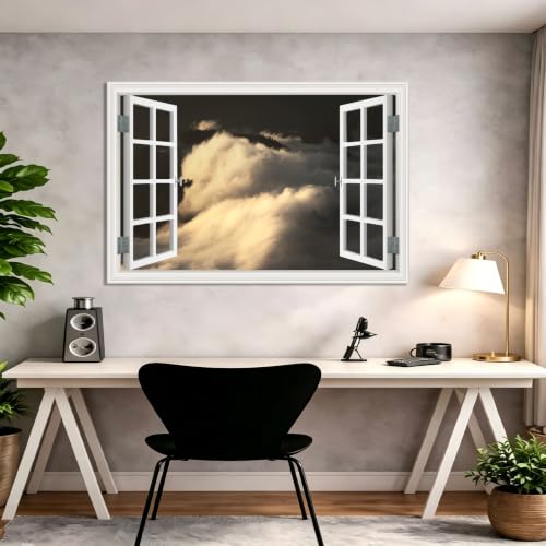 Cuadro lienzo efecto ventana para conectar con la paz de las montañas 4