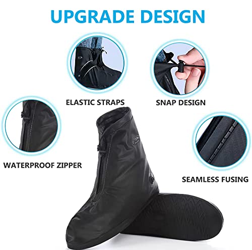 Image of Waterproof Shoe Covers for Rain & Snow, Non-Slip Reusable Overshoes with Zipper - Durable Shoe Protectors for Hiking, Cycling, Outdoor Activities,Rain Boots for Men, Women & Kids