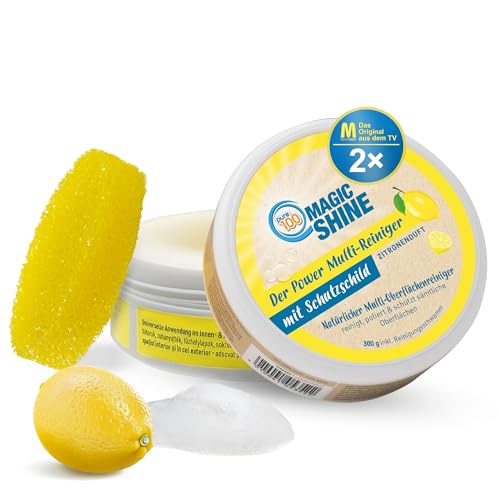Pure100 MagicShine - Putzstein 2x 300g - Universal Reinigungsstein gegen Eingebranntes ohne Kratzer - für Küche, Bad, Edelstahl, Glas, Keramik - Magic Cleaner Allzweckreiniger mit Citrus-Duft