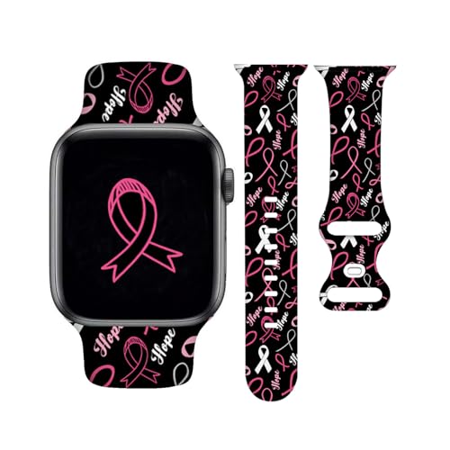 Breast Cancer Watch Bands Compatible With Watch 38mm 40mm 41mm 42mm for Women Gifts Breast Cancer Awareness Accessories Soft Silicone Sport Strap Replacement Wristbands for Ultra SE Series 8/7/6/5/4/3/2/1