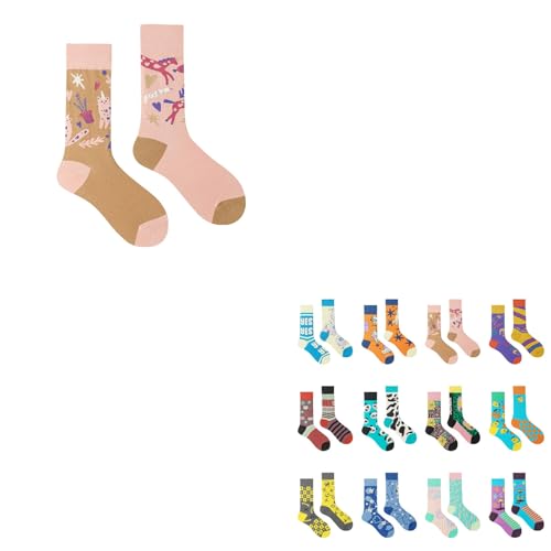 Repaly Womens Aesthetic Socks, Cute Cozy Crew Socks, Casual Athletic Hiking Socks(Pink,10 pairs)