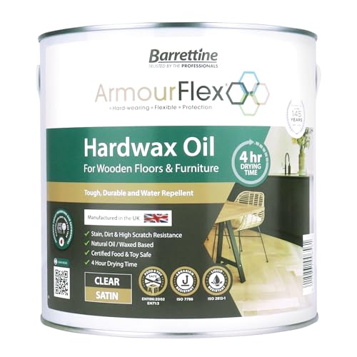 Barrettine Hard Wax Oil (Satin, 2.5L) - Hardwax Oil for Wooden Floors, Stairs, Kitchen Worktop & Indoor Furniture, Provides High Performance Coating with Natural Finish