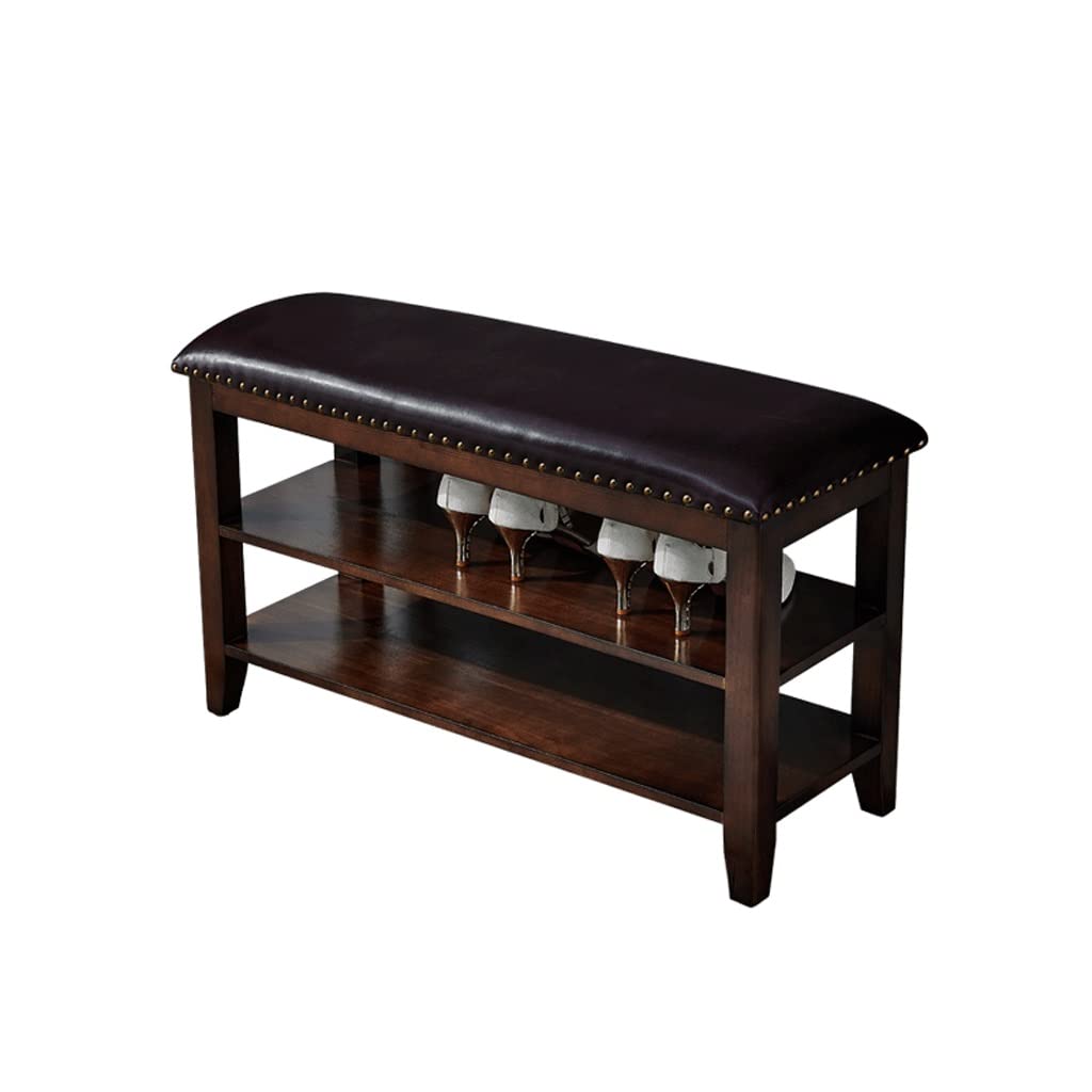 Banc à chaussures intérieur polyvalent avec double-couche de rangement