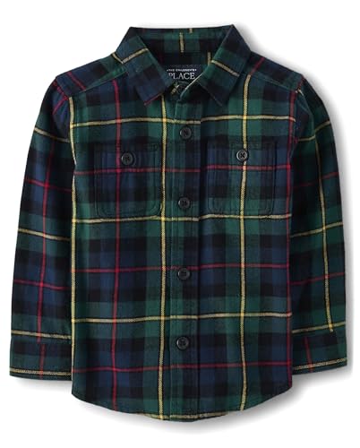 Image of The Children's Place Baby-Boys and Toddler Long Sleeve Plaid Flannel Button Up Shirt