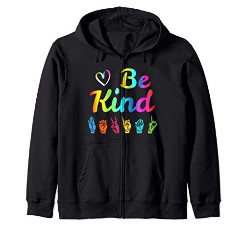 Be Kind Love ASL Sign Language Nonverbal Teacher Student Sudadera con Capucha