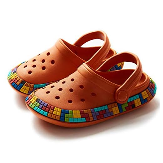 YARUMD Flip FlopsNya barns strand strand glid sandaler sommar andningsbar halkfri mjuk sula barn mulor och träskor pojkar och flickor trädgårdsskor, orange, 18