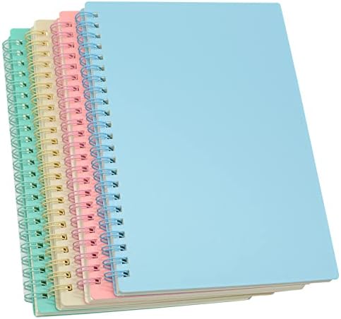 Yansanido Spiral Notebook, 4 Pcs 8.3 Inch x 5.9 Inch A5 Thick Plastic Hardcover 7mm College Ruled 4 Color 80 Sheets -160 Pages Journals for Study and Notes (4)