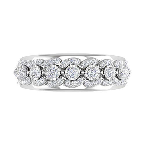 FINEROCK 1/2 Carat Diamond Wedding Band Ring in 925 Sterling Silver or 18K Yellow Gold over Sterling Silver3