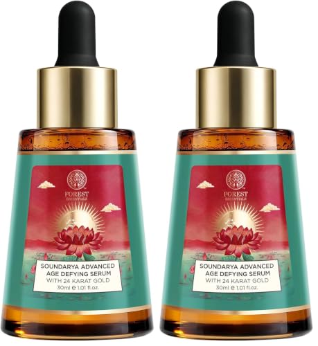 Image of Forest Essentials Soundarya Anti Ageing Serum with 24K Gold | Ayurvedic Face Serum for Clarity, Pigmentation, Firming & Toning the Skin | With Pure Gold & Herbal Extracts (Pack of 2)