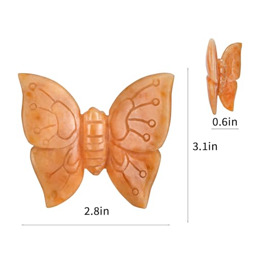 Estatua Mariposa de Calcita Naranja 3.3 pulg tallada a mano miniatura 3