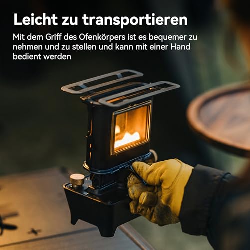 Thous Winds Petroleum Laterne Outdoor & 0.6L Edelstahl Camping Wasserkocher, Schwarz