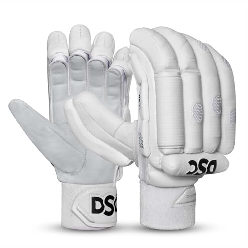 Image of DSC RS 35 God's Plan Cricket Batting Gloves | Airflow Gusset | Moisture Absorption | Optimum Ventilation | Durability & Long-Lasting | Material: PU-Leather | Color: White |