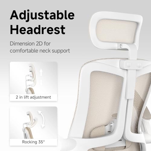 Image of Ergonomic Office Chair with Adjustable Lumbar Support & Flip-Up Armrests - High Back Computer Desk Chair with Thickened Seat Cushion, Rolling Wheels for Home /Office Study Work (07khaki)