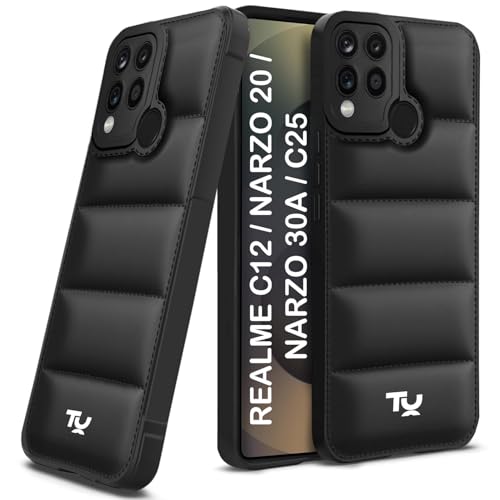 Image of TRUEUPGRADE Designed for Realme C12 / Realme Narzo 20 / Narzo 30A Back Cover | Camera Bump & 360 Flexible Puff Armor Protection | Shock Proof Back Case Cover (Black)