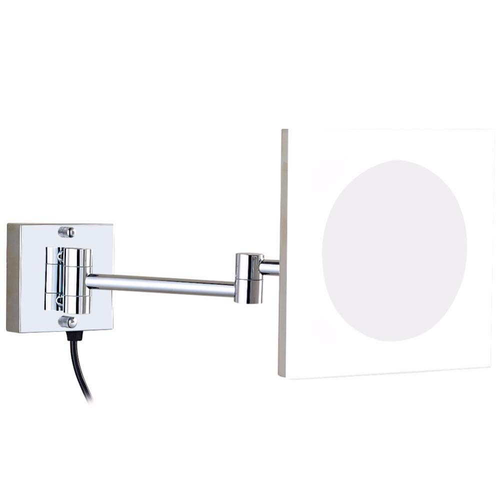 Espejos de Maquillaje de tocador de Montaje en Pared Marco de acrílico de Aumento Espejos de Pared cosméticos de Afeitado de baño de Hotel con Enchufe (Size : 5X)