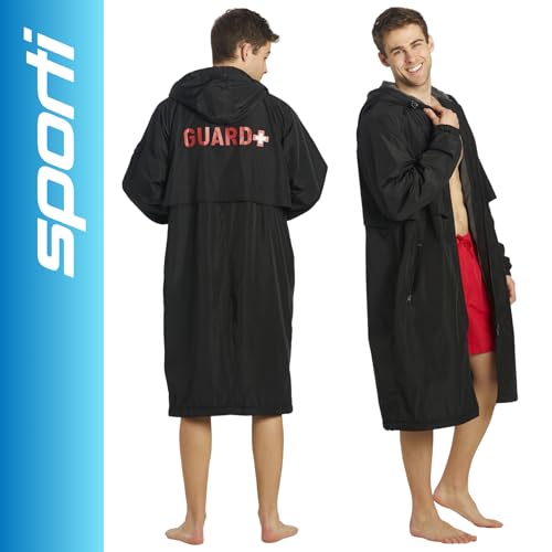 Image of Sporti Unisex Swim Parka with Comfort Plush Fleece Lining, Multi Pocket Zipper - Water Resistant Swim Coats for Women & Men