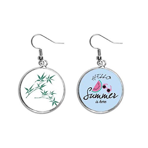 Pendientes de sandía de bambú natural pintados a mano para el lóbulo