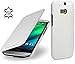 STILGUT Book Type Case, Hu00fclle Leder-Tasche fu00fcr HTC One M8. Seitlich klappbares Flip-Case aus Echtleder fu00fcr HTC One M8, Weiu00df Nappa