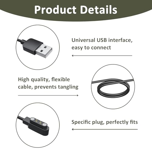 Smart Watch Charger, Smart Watch 2 pin 4mm Charging Cable Magnetic Compatible with YAMAY SW022, Ticwatch GTX, Haylou RT LS05S - Image 3