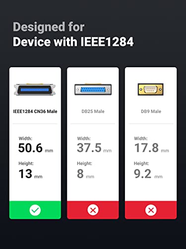 Ugreen Usb To Parallel Port Usb To Ieee1284 Cn36 Centronics Printer Cable Adapter 10Ft #TOP6