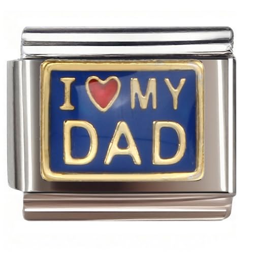 NOOFNO Italian Bracelet Charm,9mm,I Love My Dad Heart Design,Sentiments & Affections > Family