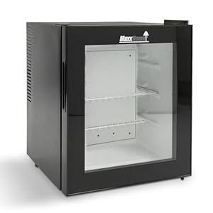 MaxxHome Mini koelkast 42L – 52x44x44 cm – 230V – Enkeldeurs tafelmodel koelkast – Retro design Geschikt voor thuis, kantoor en andere huishoudelijke toepassingen – Energielabel E – 26 dB – Zwart