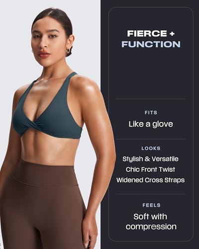 Image of Aoxjox Women's Satara Low Impact Sports Bra | chic front twist, widened cross straps, medium support,breathable fabric, workout fitness yoga crop tank, gym essential