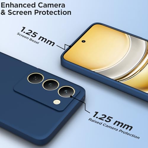 Image of Outlouders Back Cover for Realme 14x 5G | Camera Protection | Durable Soft Matte Silicone Bumper Case (Blue)
