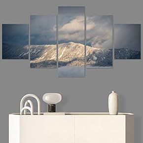 SIGNWIN 5 Panel Canvas Wall Art Foggy Mountains...