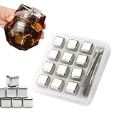 14 Piezas Cubitos de Hielo Reutilizables de Acero Inoxidable 304 con Pinzas, Piedras de Whisky, Tecnología de Alta...