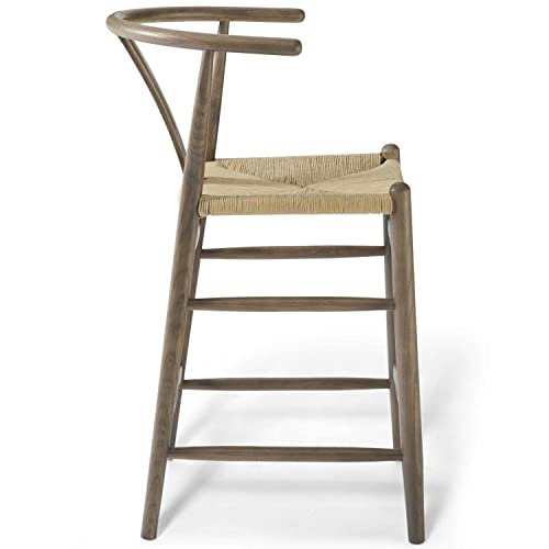 Modway Amish Mid-Century Modern Wood Counter-Height Bar Stool In Gray 24.5 X 23.5 X 37 #TOP3