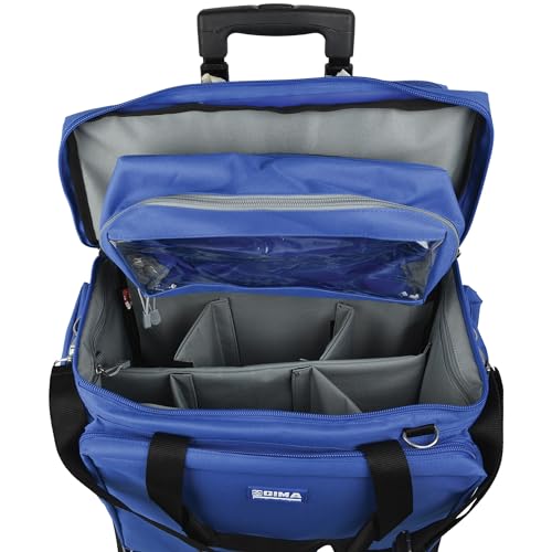 Gima - Smart Trolley-Tasche, aus wasserdichtem Polyester, widerstandsfähig, verstellbare Fächer, Außentaschen, Innenteiler, abnehmbare Handtasche, wasserdichter Gummiboden, Blaue Farbe, 56x32,5x49 cm