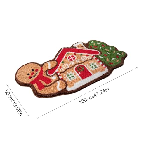 DAWCBVJQ Gingerbread House Doormat, Gingerbread Christmas Welcome Mat, 120x50 Cm Ginger Bread House Welcome Door Mat, Non-Slip Winter Rug Door Mat, Easy-care Bedside Blankets For Home Bedroom - Image 2