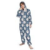 NUSTAPU Baseball Onesie Soft Flannel Pajamas Sleepwear Zip Up Jumpsuits Hooded Lounge Wear Star Baseball 13-14Y