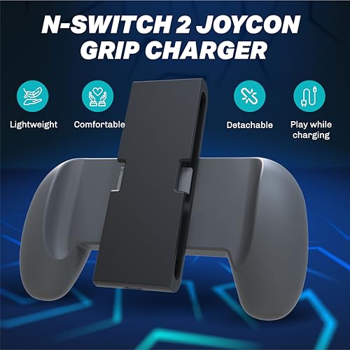 Image of NiTHO Joy-Con Charging Grip for Switch 2, Portable JoyCons Controller Charger Grip with 3M USB-C Cable, Comfortable Textured Anti-Slip Gamepad Grip, Play While Charging