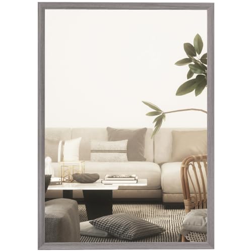 HOMCOM Decorative Rectangular Wall Mirror Wall-Mounted 70 x 50 cm Grey