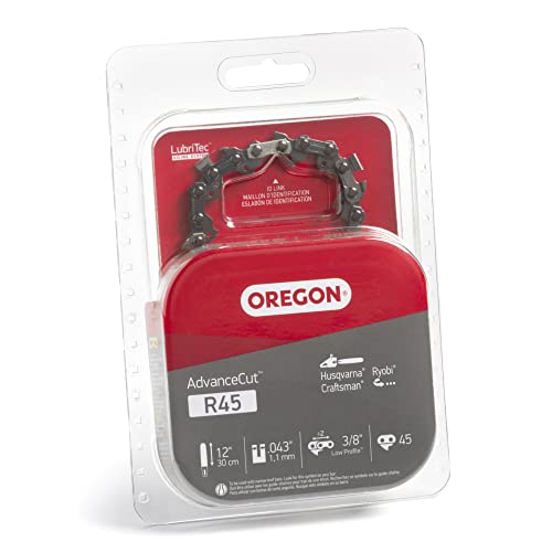 Oregon R45 Advancecut Chainsaw Chain For 12-Inch Bar -45 Drive Links – Low-Kickback Chain Fits Dewalt, Craftsman, Makita And More Grey #TOP2