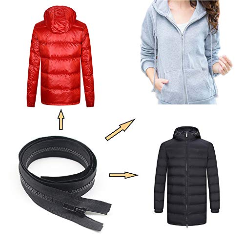 Image of YaHoGa 2PCS #5 17 inch Separating Jacket Zippers for Sewing Coats Jacket Zipper Replacement Black Plastic Zippers Bulk (17 inch 2pc)