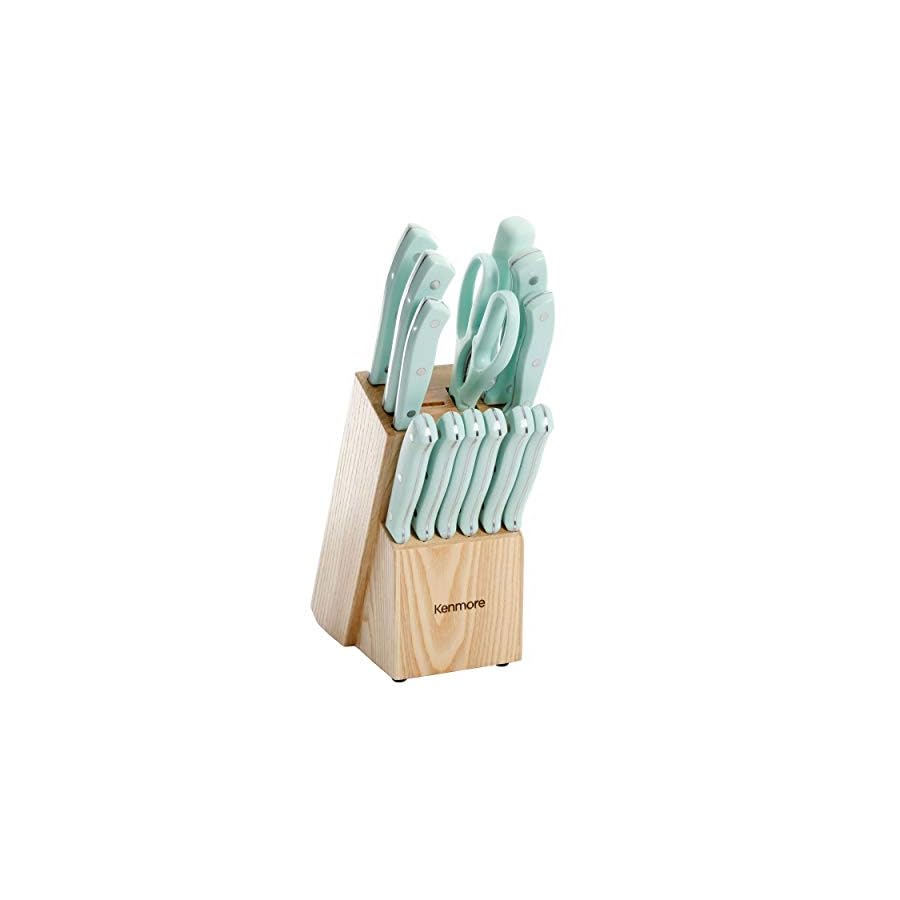 14pc-Stainless-Steel-Knife-Set-Glacier-Blue-WWood-Block-14-Piece 14pc Stainless Steel Knife Set Glacier Blue W/Wood Block 14 Piece
