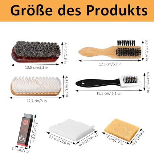 Brosse Daim Ensemble de 7 Pièces, Brosse Daim Chaussures, Kit Nettoyage Chaussure Daim avec Gomme de Nettoyage, Brosse à Crinière de Cheval, pour Enlever la Saleté et Maintenance – Image 3