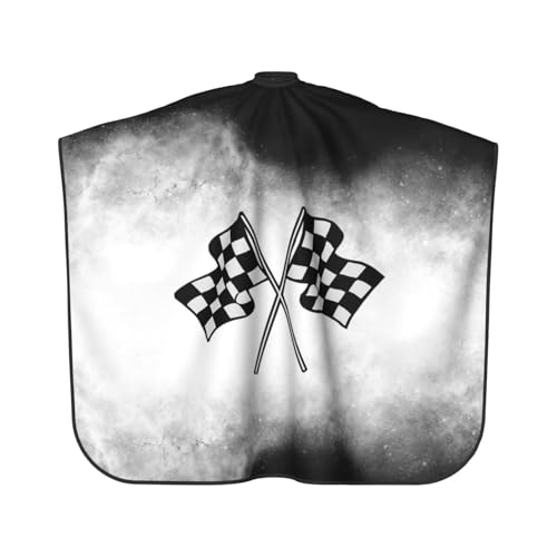 Capa para corte de cabello con diseño de bandera a cuadros 140x168 cm miniatura 2
