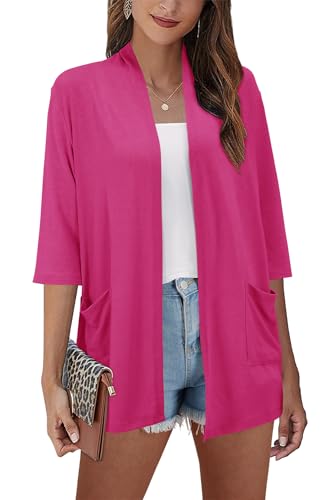 Image of ULTRANICE Cardigan for Women Lightweight Summer Sweaters 2024 Fashion Casual Tops Beach Coverup Open Front with Pockets