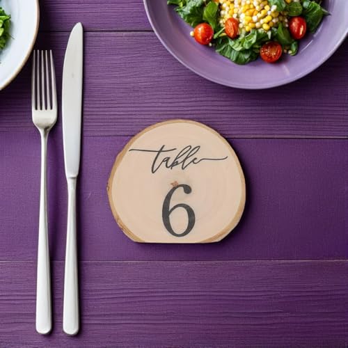 Numéros de table de mariage rustiques en bois véritable pour banquet unique - 7