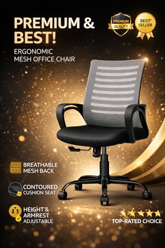 Image of Ergonomic 360 Swivel Office Chair for Home & Office Work with Back Support |Tilting & Height Adjustable Mechanism | Revolving Computer Chair for Home Study Use | Gaming Style Boss Chair