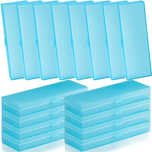 Image of Fainne 24 Plastic Pencil Case Bulk Hard Pencil Boxes with Snap Lid Crayon Maker Pen Organizer Stackable Craft Storage Boxes for School Supplies(Single Layer,Blue,7.09 x 2.36 x 0.98 Inch)
