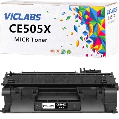 VicLabs 05X CE505X MICR Cartucho de tóner de repuesto para HP 05X CE505X MICR cartucho de tóner para uso en impresoras HP Laserjet P2035 P2055 P2035n P2055n P2055d P2055x P2055dn (1 paquete, negro)
