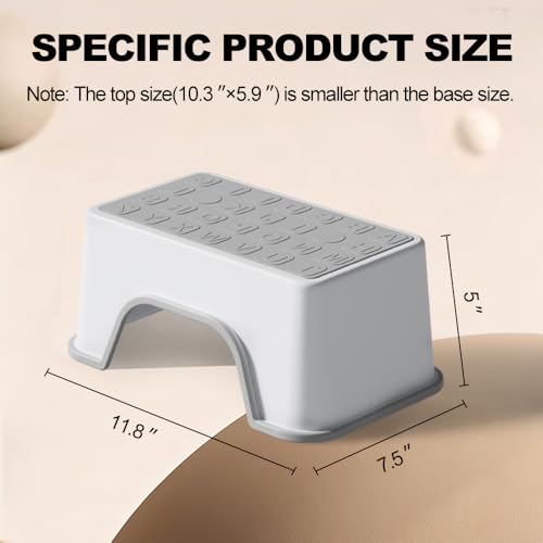 Image of 5 Inch Height Step Stool, 11.8 inch L x 7.5 inch W Toddler Step Stool | One Step Stools for Kids, Small Child Foot Stool for Bed, Bathroom, Toilet, Potty Training - Gray 11.8 inch L x 7.5 inch W x 5''H
