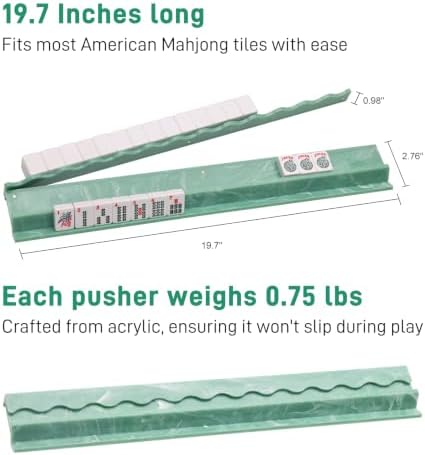Majolicia 4-Pack Acrylic American Mahjong Racks with Pushers(19.7",Green), American Mahjong Tiles Holders, Scalloped — view 2