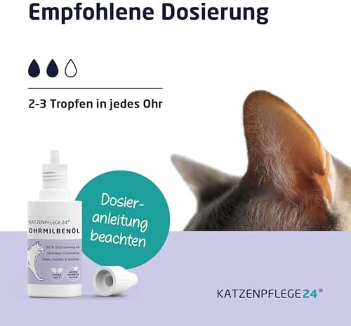 Ohrentropfen für Katzen gegen Ohrmilben, Juckreiz & Ohrentzündungen 50ml - Natürliche Sofortwirkung & sanfte Ohrenpflege